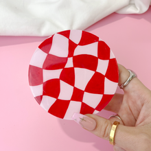 Load image into Gallery viewer, PINK AND RED WARPED CHECK DISH
