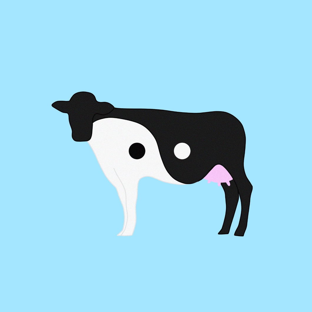 yin yang cow on baby blue background